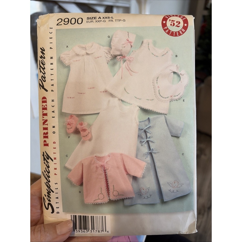 Simplicity 2900 Layette Bonnet Sewing Pattern Size XXS-L Uncut 1952 Style
